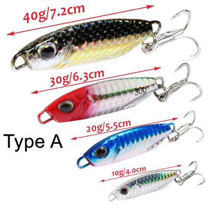 Metal Jig Fishing Lure 10g 20g 30g 40g Shore Casting Swimbait VIB Spoon Fishhook Spinner LAKE Ocean Tackle Pesca Artificial Bait - Duke's Fishing Supply