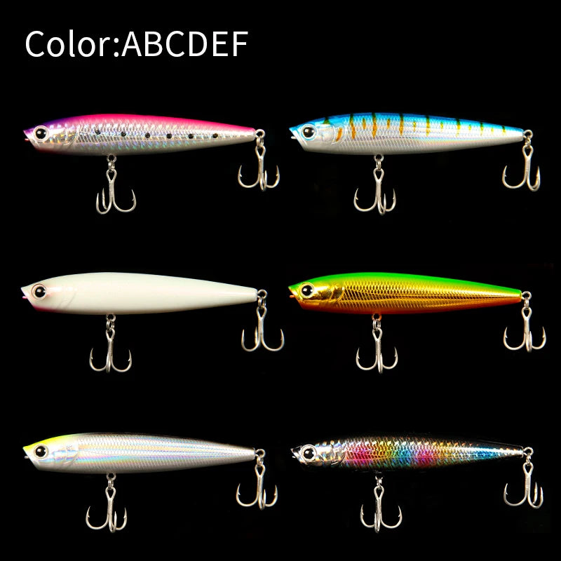LETOYO 12g/19.5g Floating Popper Lure Long Throw Topwater Hard Pencil Baits Laser Coating Streamline Bass Fishing Lure - Duke's Fishing Supply