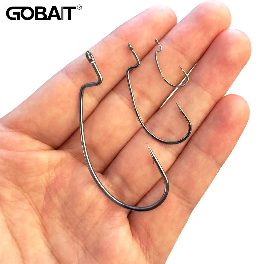 25 PCS Wide Gap Worm Hooks Texas Rig Jig Crank Big Bass Gear High Carbon Steel Offset Barbed Hook for Soft Fishing Lure Fishhook - Duke's Fishing Supply