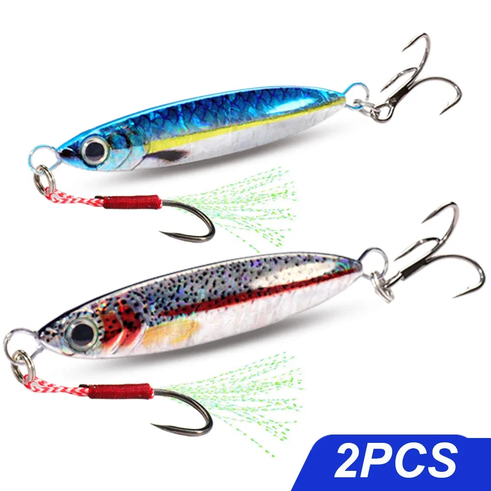 5pcs Metal Jig Lure kit 7g 10g 20g 30g 40g Spinner Sinking Pencil Fishing Tackle Feather Treble Hooks Pesca Cast 2/3/5pcs Baits - Duke's Fishing Supply
