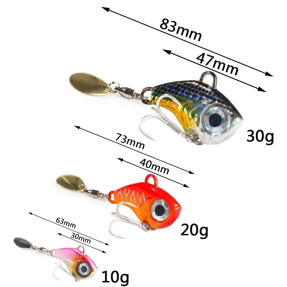 GOBAIT Spinner Bait 10g 20g 30g VIB Spoon Metal Jig Fishing Vibration Tackle Blade Pesca Rotating Spinning Lure Gear Spinnerbait - Duke's Fishing Supply