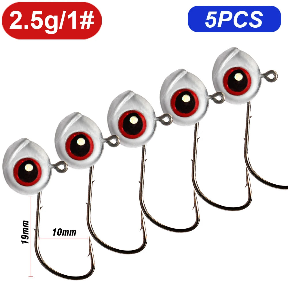 5-20Pcs Big Fish Eye Jig Head Hooks 2.5g 3.5g 5g Shank Barbed Root Ned Rig Fishing Soft Lure Kit Tackle Pesca Gear Fishhook - Duke's Fishing Supply