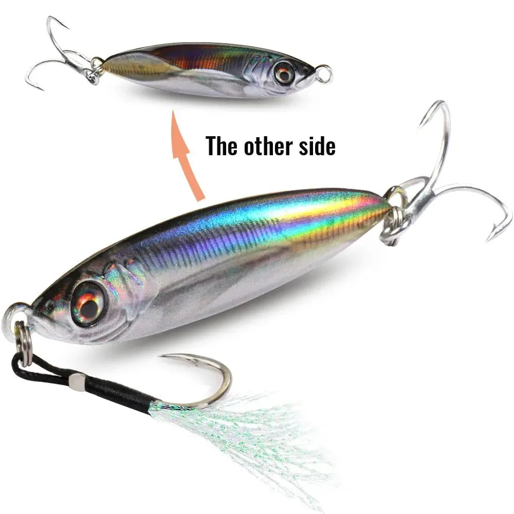 Metal Jig Lure 20g 30g 40g Spinner Spoon 3D Eye Color Laser Spinning Fishing Tackle Popper Hook Swimbait Pesca Spinnerbait Bait - Duke's Fishing Supply