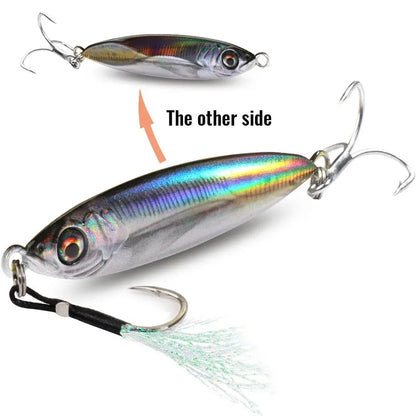 Metal Jig Lure 20g 30g 40g Spinner Spoon 3D Eye Color Laser Spinning Fishing Tackle Popper Hook Swimbait Pesca Spinnerbait Bait - Duke's Fishing Supply