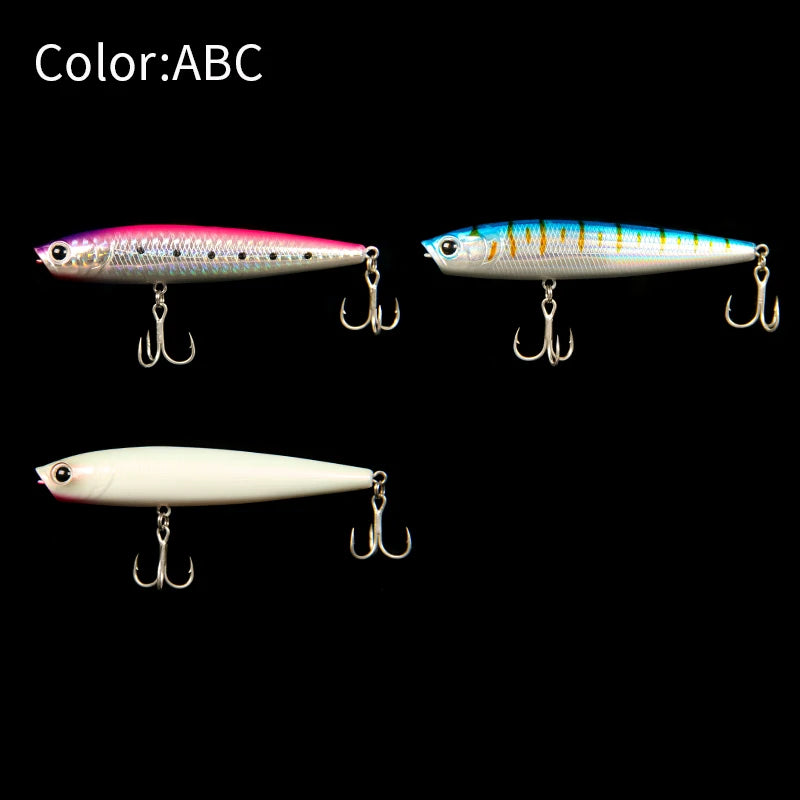 LETOYO 12g/19.5g Floating Popper Lure Long Throw Topwater Hard Pencil Baits Laser Coating Streamline Bass Fishing Lure - Duke's Fishing Supply