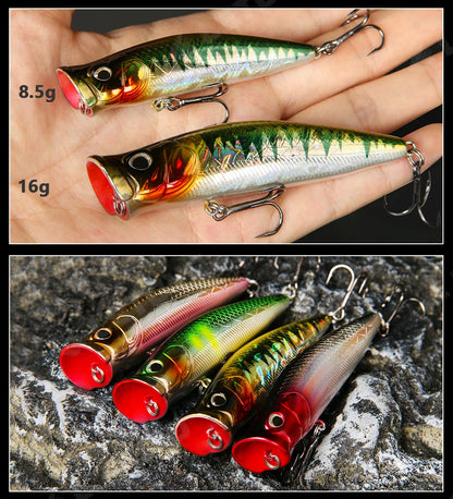 LETOYO Floating Fishing Lures 8.5g 16g Artificial Laser Coating Hard Baits Topwater Poppers Bass Pike Wobbler Popper Lure - Duke's Fishing Supply