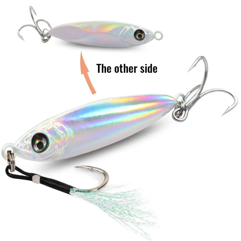 Metal Jig Lure 20g 30g 40g Spinner Spoon 3D Eye Color Laser Spinning Fishing Tackle Popper Hook Swimbait Pesca Spinnerbait Bait - Duke's Fishing Supply