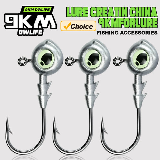 Glow-Eye Jigheads (3.5–10 g, 10-Piece Pack) - Duke's Fishing Supply