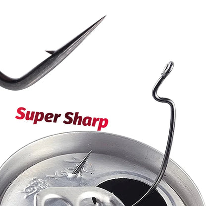 25 PCS Wide Gap Worm Hooks Texas Rig Jig Crank Big Bass Gear High Carbon Steel Offset Barbed Hook for Soft Fishing Lure Fishhook - Duke's Fishing Supply