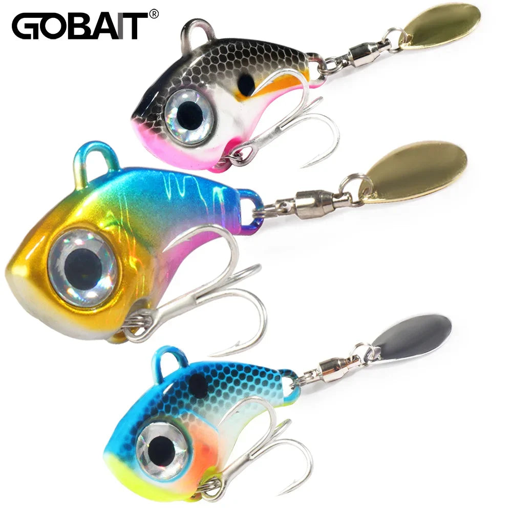 GOBAIT Spinner Bait 10g 20g 30g VIB Spoon Metal Jig Fishing Vibration Tackle Blade Pesca Rotating Spinning Lure Gear Spinnerbait - Duke's Fishing Supply
