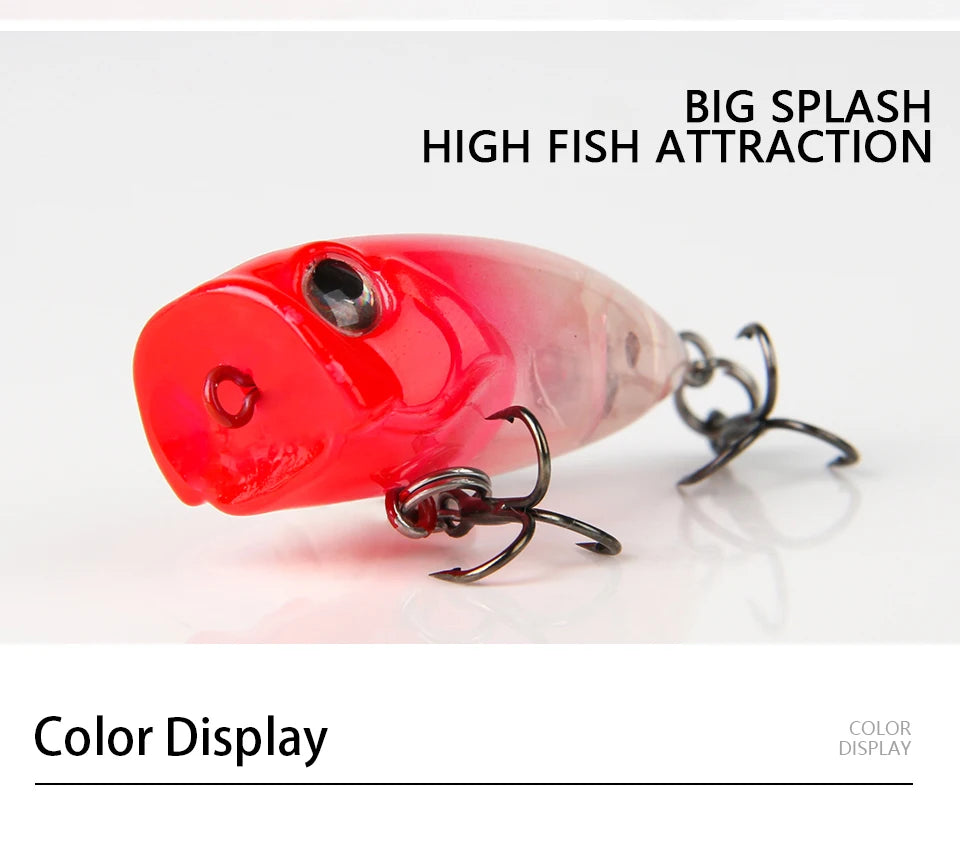LETOYO 35mm 3.7g Micro Popper Fishing Lure Topwater Mini Artificial Hard Baits Wobblers For Stream Trout Bass Fishing Lures - Duke's Fishing Supply