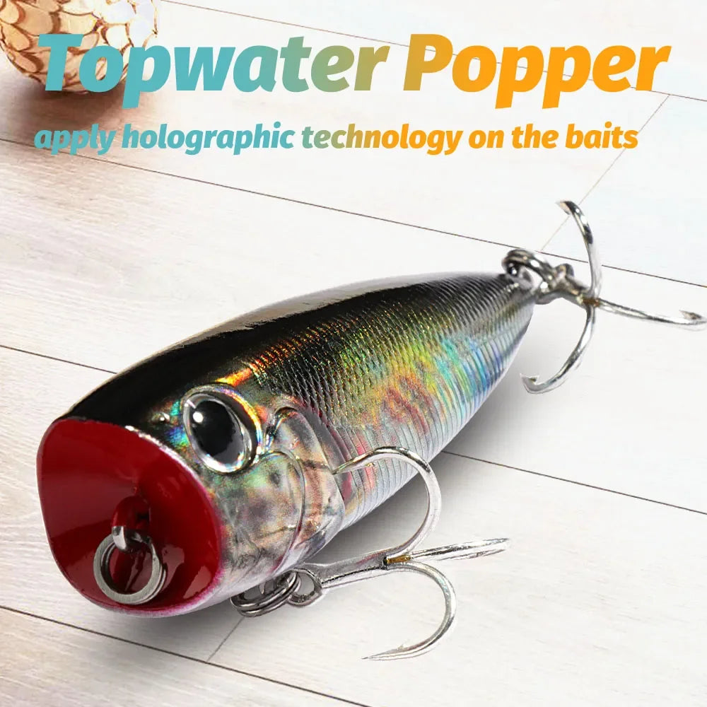 Top Water Floating Popper 8g 6.5cm Lure Steel Ball Copper Ballast Balance System Swimbait Pesca Wobbler Minnow Tackle Crank Bait - Duke's Fishing Supply
