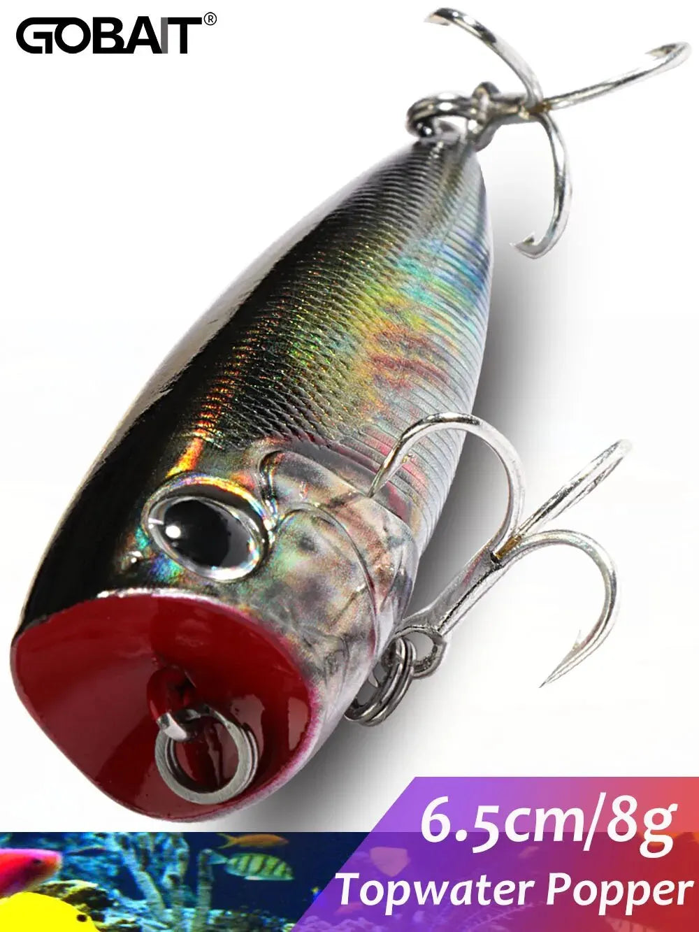Top Water Floating Popper 8g 6.5cm Lure Steel Ball Copper Ballast Balance System Swimbait Pesca Wobbler Minnow Tackle Crank Bait - Duke's Fishing Supply