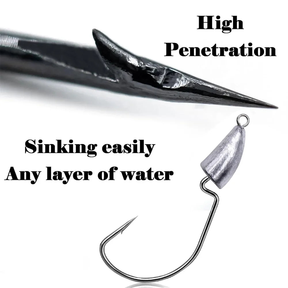 10PCS Metal Jig Head Worm Hook 3.5g 7g 10g 20g Weight Crank Fishhooks Gear Sinker Pesca for Lure Texas Rig Fishing Tackle Kit - Duke's Fishing Supply