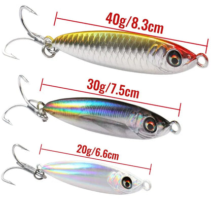 Metal Jig Lure 20g 30g 40g Spinner Spoon 3D Eye Color Laser Spinning Fishing Tackle Popper Hook Swimbait Pesca Spinnerbait Bait - Duke's Fishing Supply