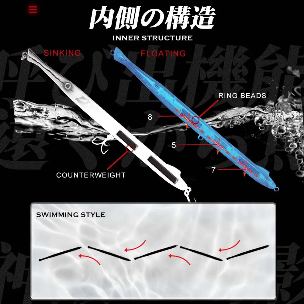 Hunthouse Don Belone Pencil Fishing Lure 225mm 23g/27g Floating/Sinking Long Casting Stickbaits For Leerfish Blue Fish LW506 - Duke's Fishing Supply