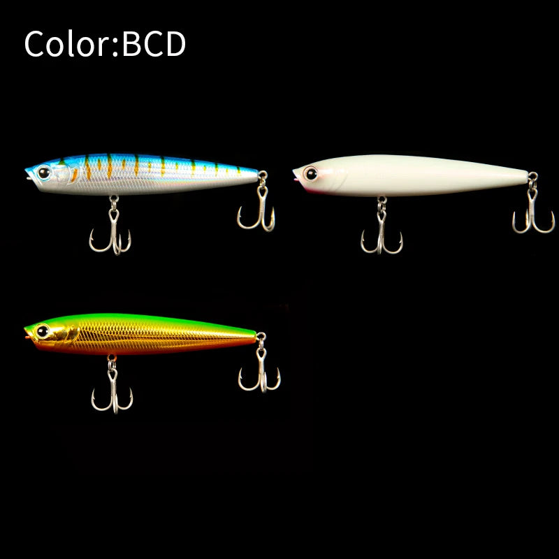 LETOYO 12g/19.5g Floating Popper Lure Long Throw Topwater Hard Pencil Baits Laser Coating Streamline Bass Fishing Lure - Duke's Fishing Supply