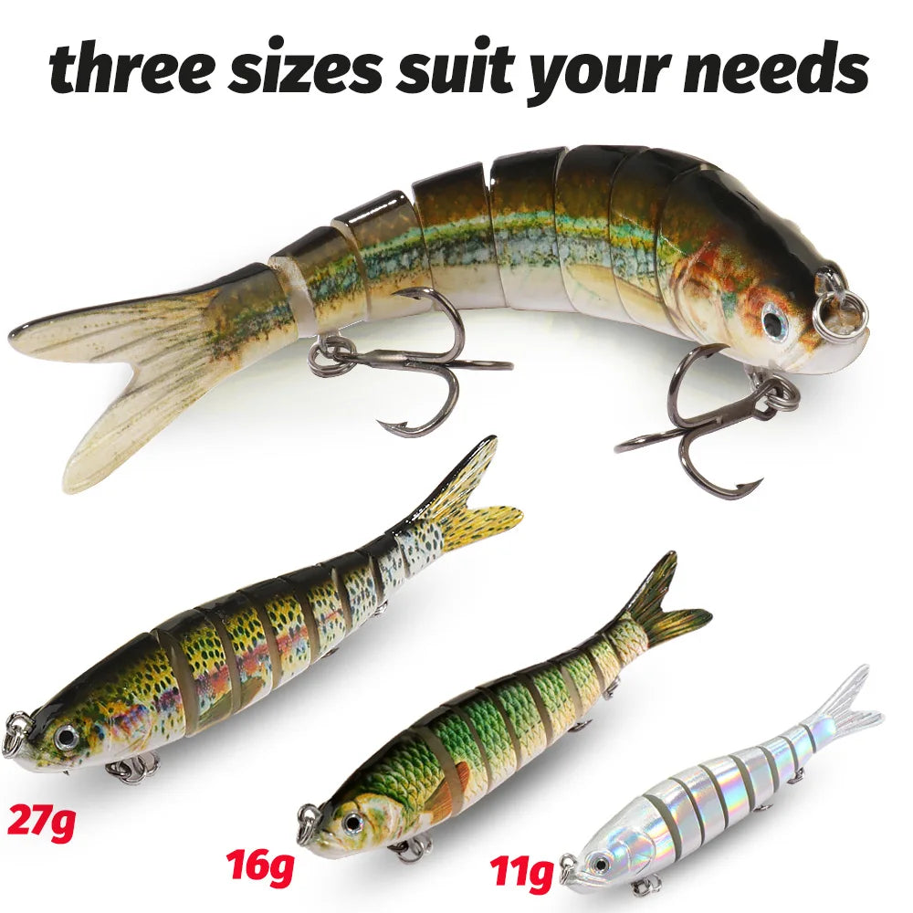 GOBAIT Swimbait 11g 16g 27g Multi Joint Lure Slow Sinking Bionic Swimming Pesca Bass Treble Hook Carp Fishing Tackle Hard Bait - Duke's Fishing Supply