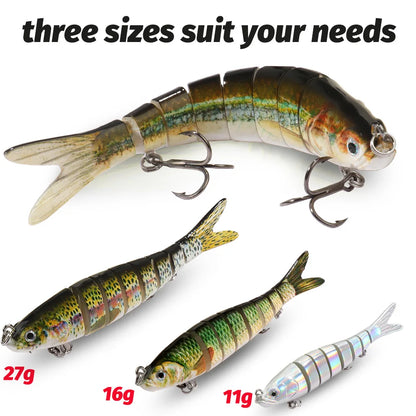 GOBAIT Swimbait 11g 16g 27g Multi Joint Lure Slow Sinking Bionic Swimming Pesca Bass Treble Hook Carp Fishing Tackle Hard Bait - Duke's Fishing Supply