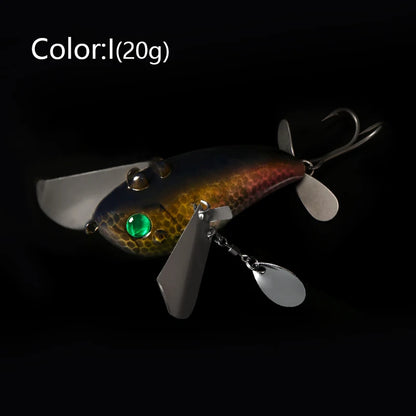 LETOYO 70mm/20g Topwater Noisy Bait Golden Cicada Propeller Popper Lure Bionic Floating Hard Baits For Bass Catfish - Duke's Fishing Supply