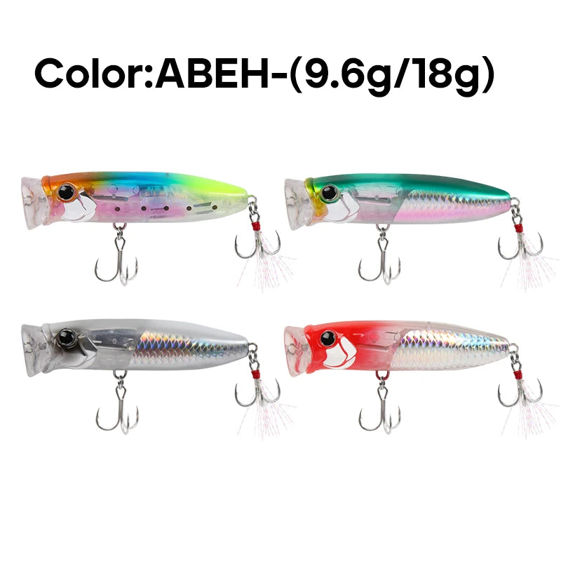 LETOYO 9.6g/18g Floating Popper Lure Topwater Hard Baits With Steel Balls Artificial Popper Fishing Lure For Bass - Duke's Fishing Supply