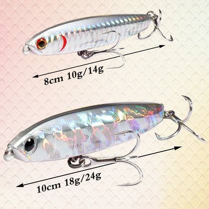 GOBAIT Sinking Pencil Bait 10g 14g 18g 24g Minnow 8cm 10cm Fishing Hook Metal Jig Wobbler Plopper Casting Gear Popper Pesca Lure - Duke's Fishing Supply