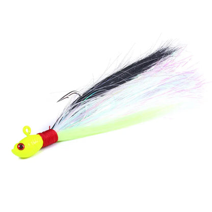 Bucktail Jigs Head Hook 3D Eyes Bait 7g 14g 28g 56g Deer Hair Feather Hook Beard Jigging Lure Fishing - Duke's Fishing Supply