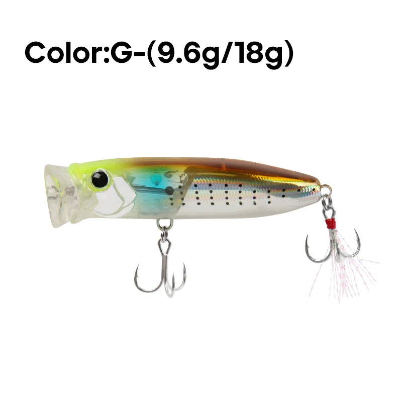 LETOYO 9.6g/18g Floating Popper Lure Topwater Hard Baits With Steel Balls Artificial Popper Fishing Lure For Bass - Duke's Fishing Supply