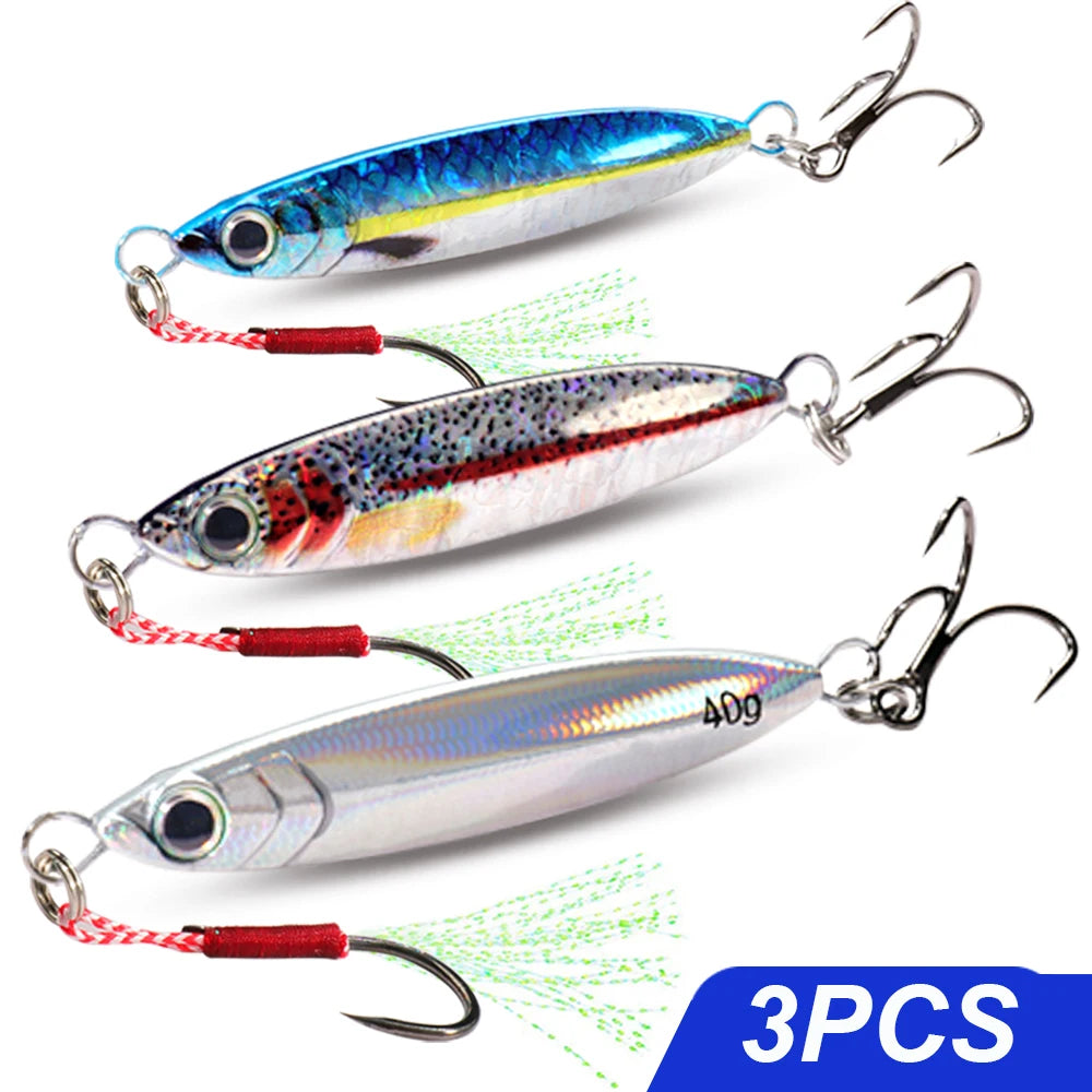 5pcs Metal Jig Lure kit 7g 10g 20g 30g 40g Spinner Sinking Pencil Fishing Tackle Feather Treble Hooks Pesca Cast 2/3/5pcs Baits - Duke's Fishing Supply