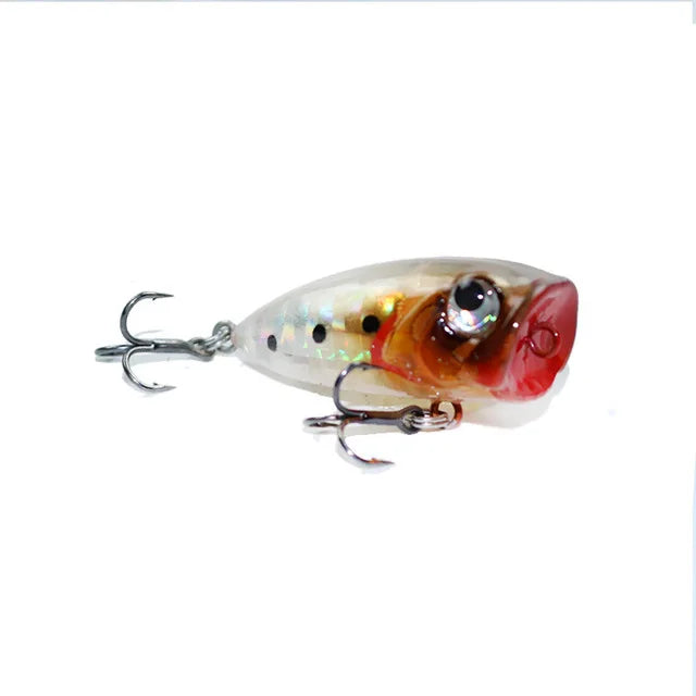 LETOYO 35mm 3.7g Micro Popper Fishing Lure Topwater Mini Artificial Hard Baits Wobblers For Stream Trout Bass Fishing Lures - Duke's Fishing Supply