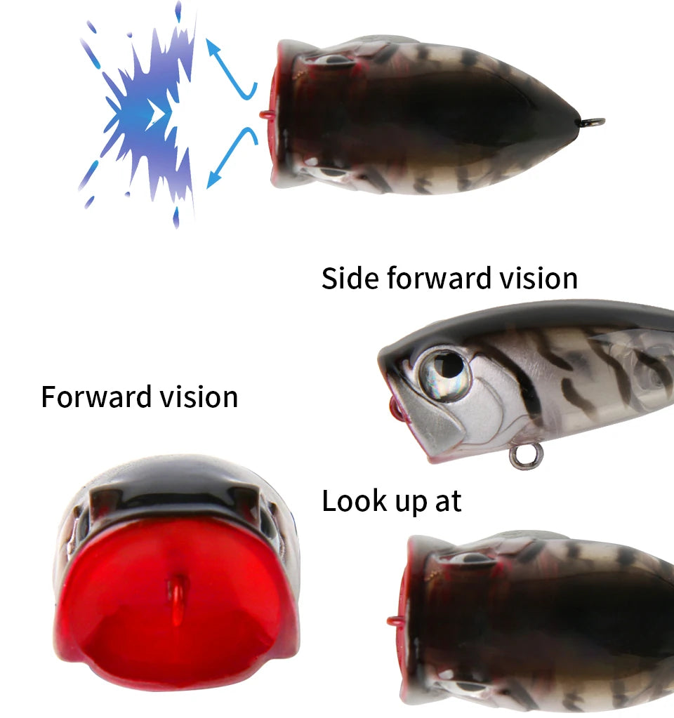 LETOYO 35mm 3.7g Micro Popper Fishing Lure Topwater Mini Artificial Hard Baits Wobblers For Stream Trout Bass Fishing Lures - Duke's Fishing Supply