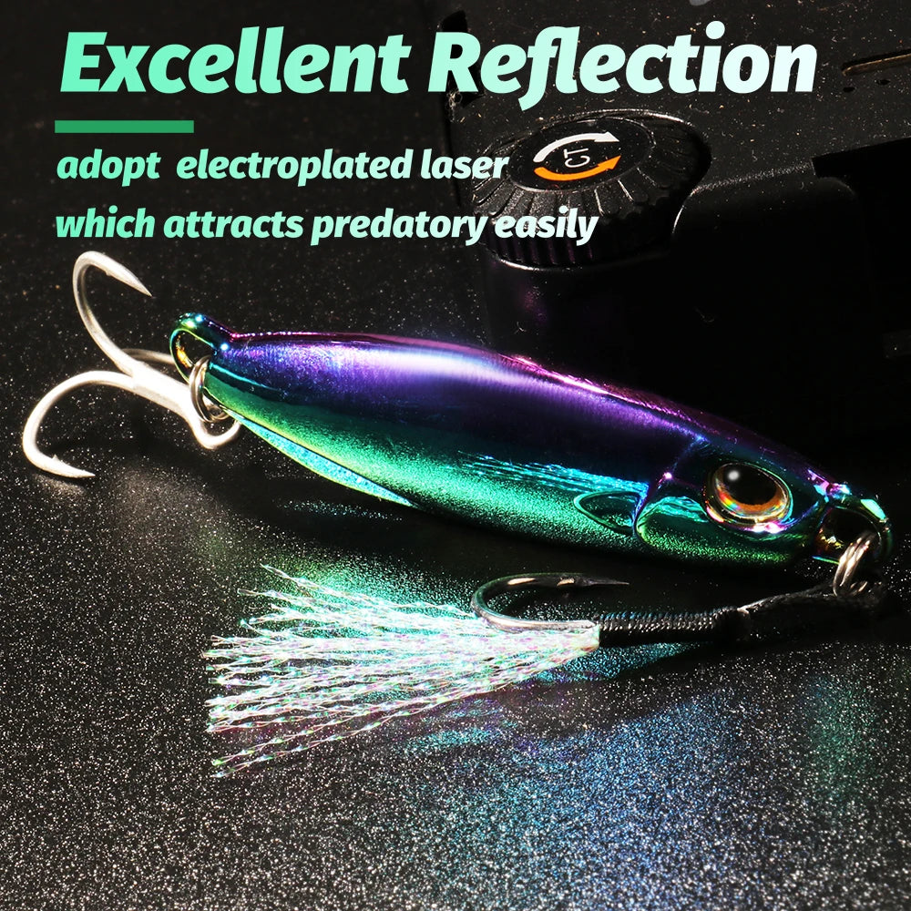 Metal Jig Fishing Lure 10g 20g 30g 40g Shore Casting Swimbait VIB Spoon Fishhook Spinner LAKE Ocean Tackle Pesca Artificial Bait - Duke's Fishing Supply