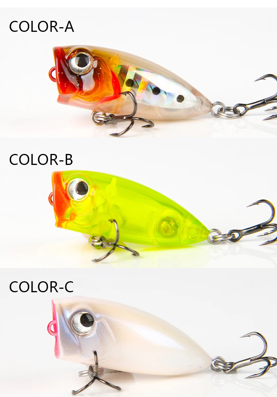 LETOYO 35mm 3.7g Micro Popper Fishing Lure Topwater Mini Artificial Hard Baits Wobblers For Stream Trout Bass Fishing Lures - Duke's Fishing Supply