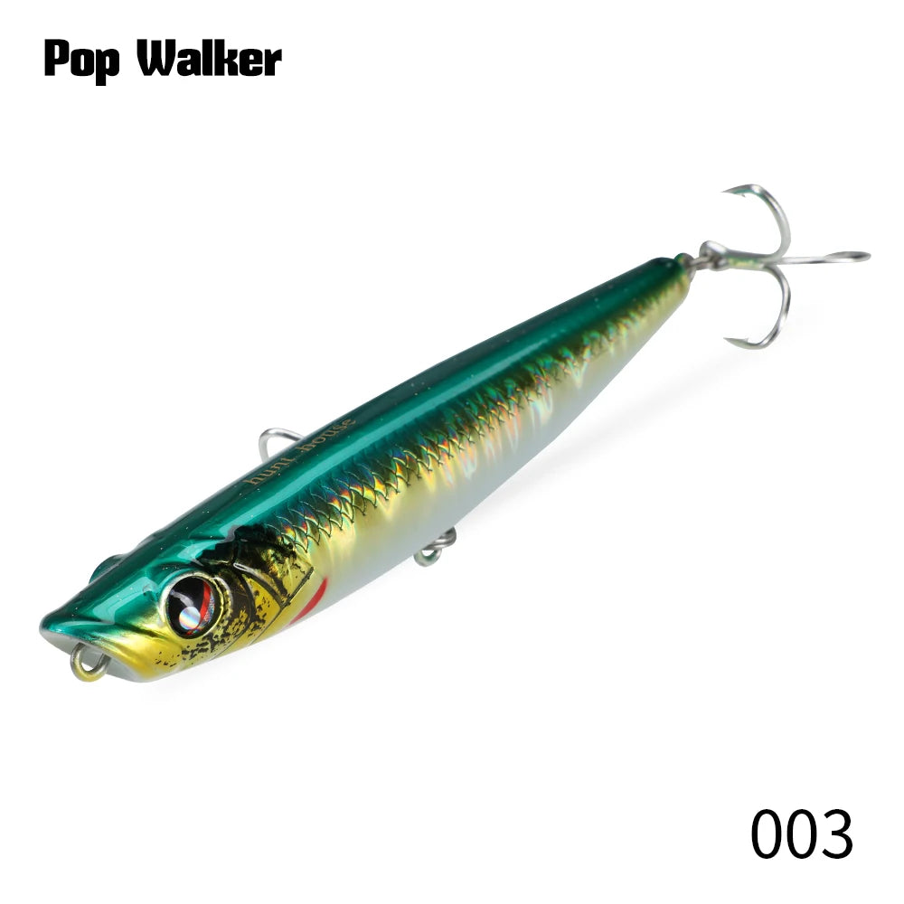 Hunthouse WTD Hard Pencil Fishing Lure Topwater Popper 90m/11.6g Stick Bait Wobblers Fishing Tackle For Seabass Pike LW547 - Duke's Fishing Supply