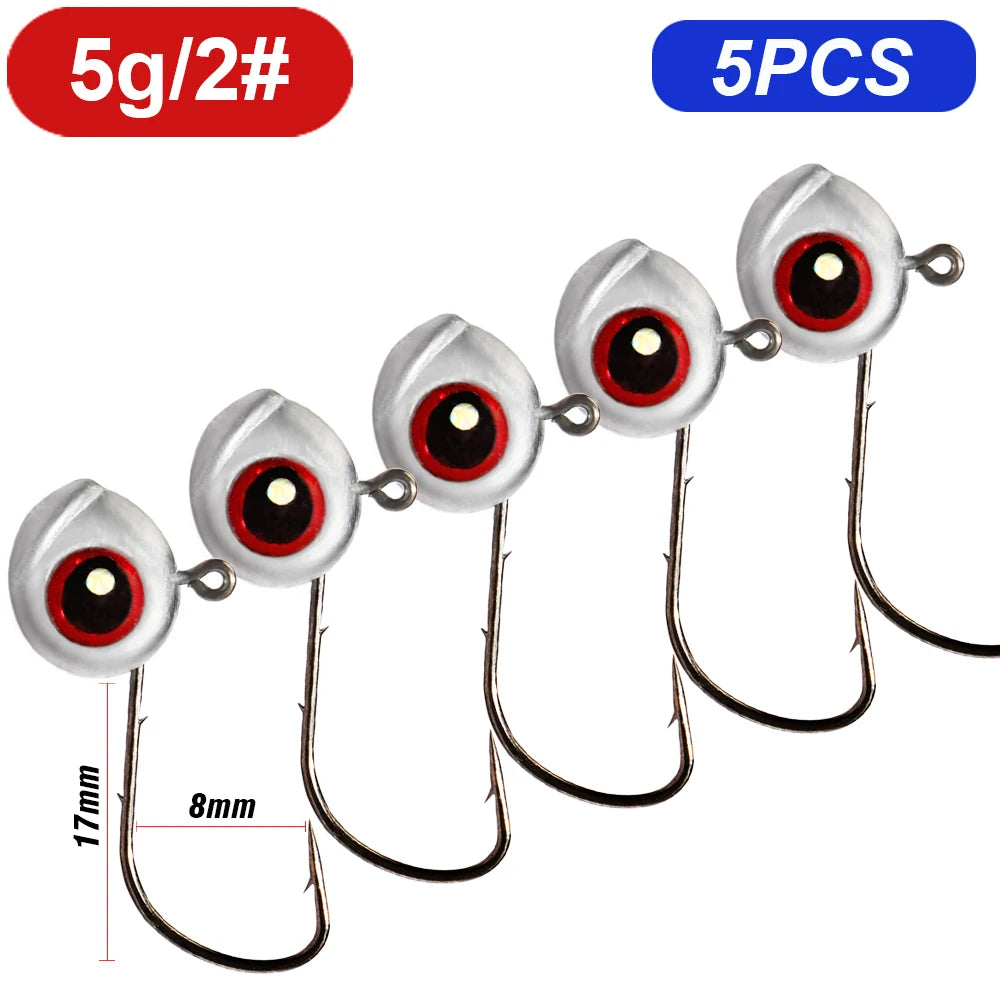 5-20Pcs Big Fish Eye Jig Head Hooks 2.5g 3.5g 5g Shank Barbed Root Ned Rig Fishing Soft Lure Kit Tackle Pesca Gear Fishhook - Duke's Fishing Supply