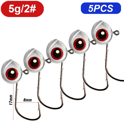 5-20Pcs Big Fish Eye Jig Head Hooks 2.5g 3.5g 5g Shank Barbed Root Ned Rig Fishing Soft Lure Kit Tackle Pesca Gear Fishhook - Duke's Fishing Supply