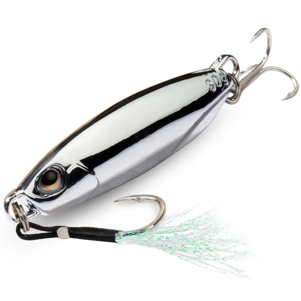 Metal Jig Fishing Lure 10g 20g 30g 40g Shore Casting Swimbait VIB Spoon Fishhook Spinner LAKE Ocean Tackle Pesca Artificial Bait - Duke's Fishing Supply