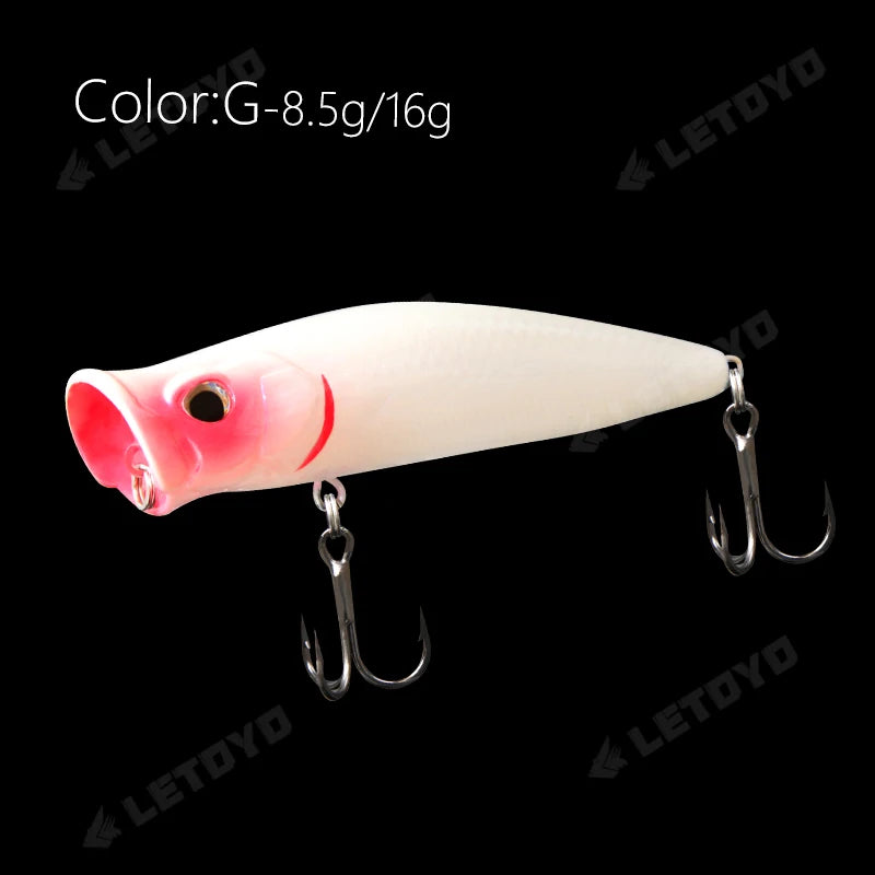 LETOYO Floating Fishing Lures 8.5g 16g Artificial Laser Coating Hard Baits Topwater Poppers Bass Pike Wobbler Popper Lure - Duke's Fishing Supply