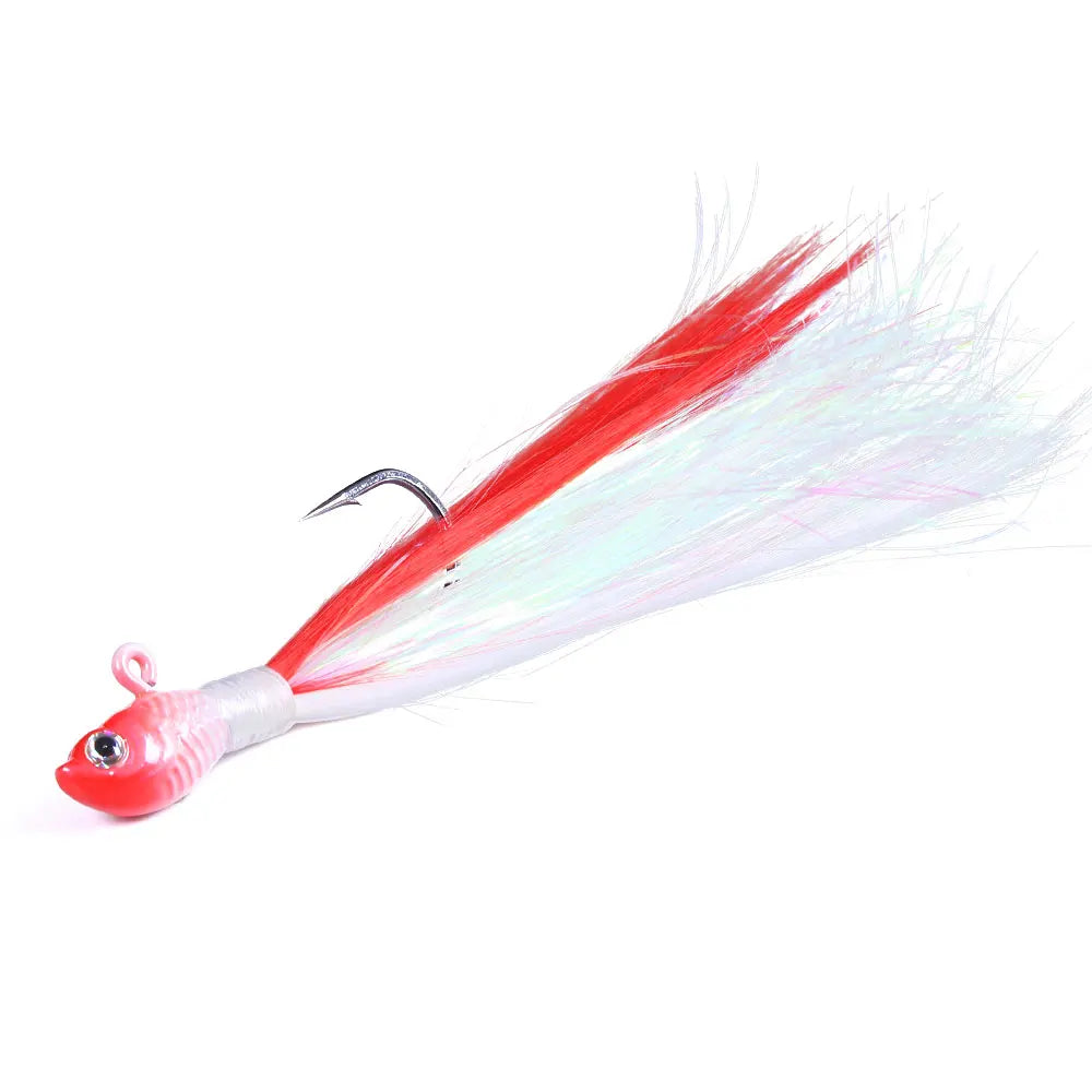 Bucktail Jigs Head Hook 3D Eyes Bait 7g 14g 28g 56g Deer Hair Feather Hook Beard Jigging Lure Fishing - Duke's Fishing Supply