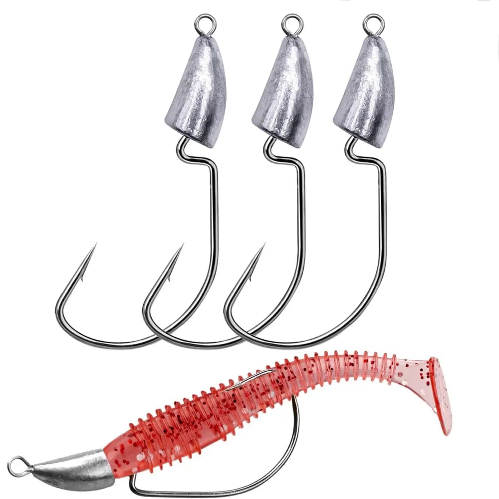 10PCS Metal Jig Head Worm Hook 3.5g 7g 10g 20g Weight Crank Fishhooks Gear Sinker Pesca for Lure Texas Rig Fishing Tackle Kit - Duke's Fishing Supply