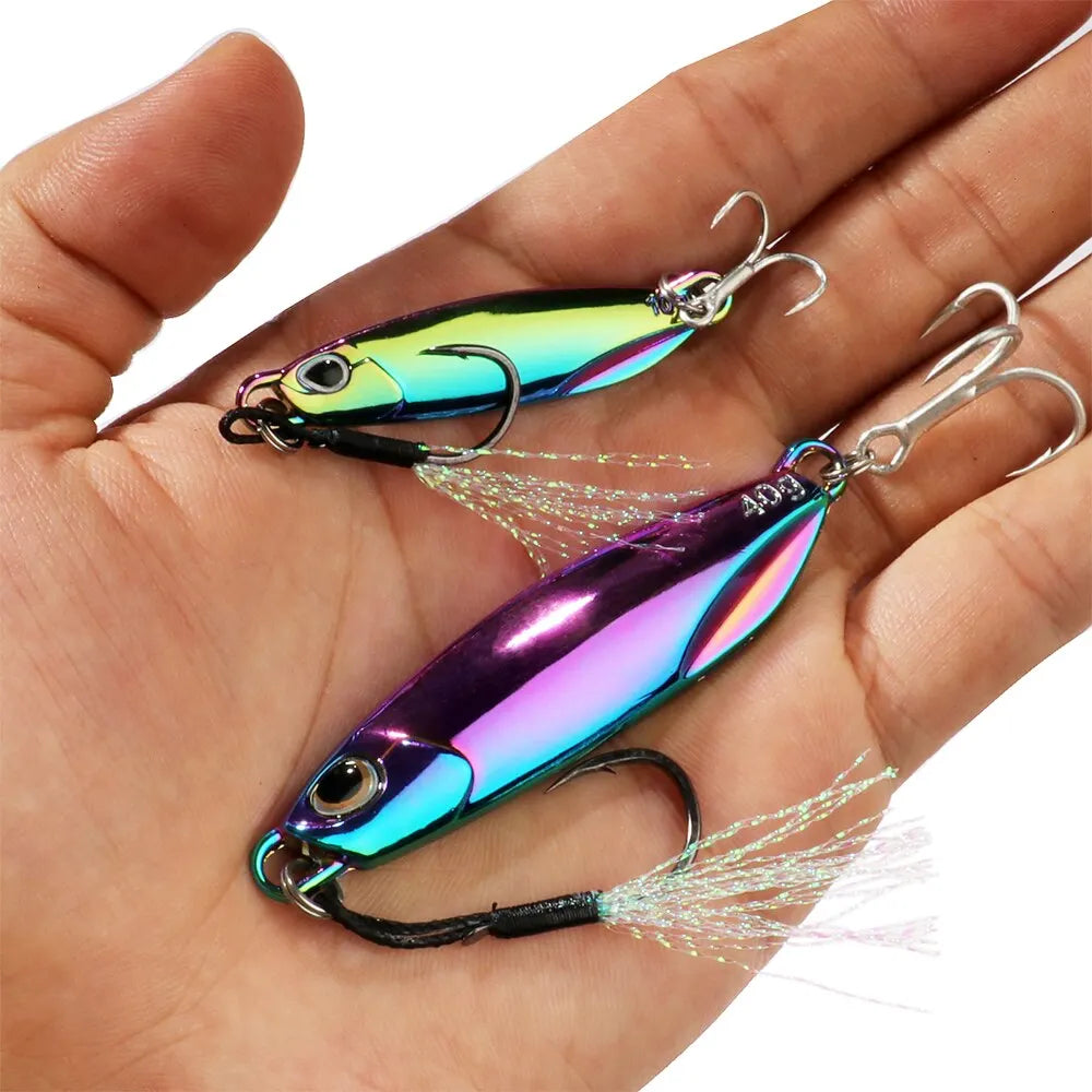 Metal Jig Fishing Lure 10g 20g 30g 40g Cast Swimbait Hook Wobbler Pike Spoon Carp Spinner Sea Tackle Kit Pesca Artificial Bait - Duke's Fishing Supply