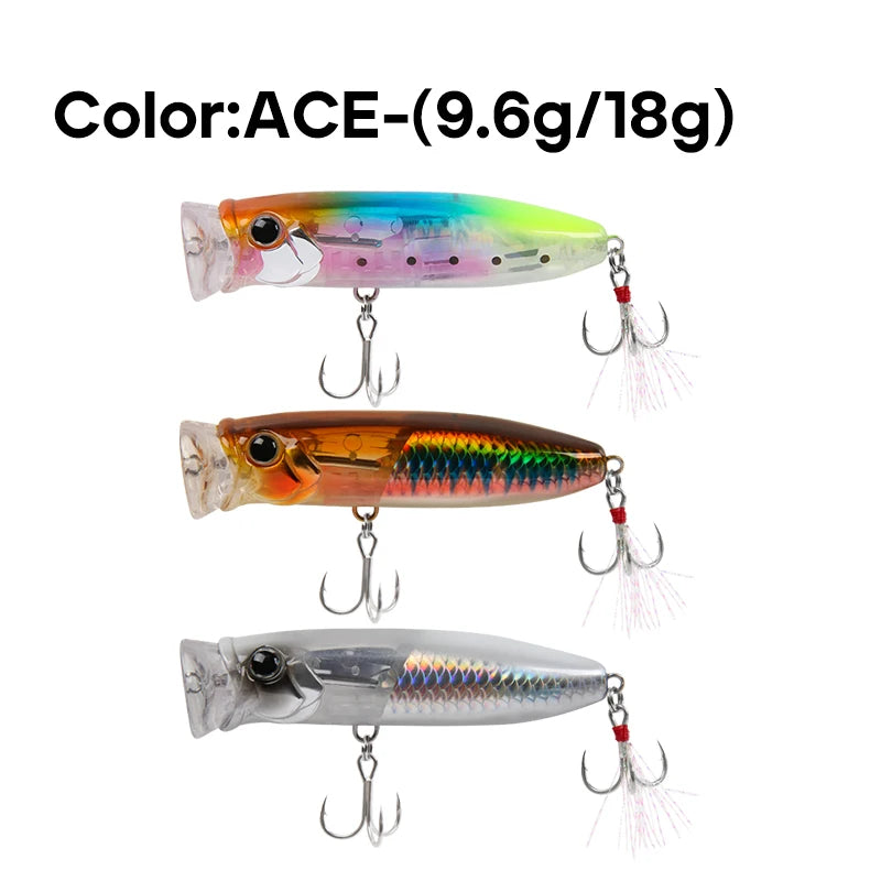 LETOYO 9.6g/18g Floating Popper Lure Topwater Hard Baits With Steel Balls Artificial Popper Fishing Lure For Bass - Duke's Fishing Supply