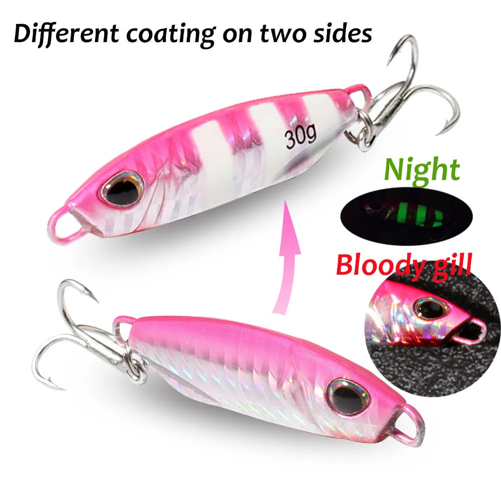 Metal Jig Fishing Lure 10g 20g 30g 40g Shore Casting Swimbait VIB Spoon Fishhook Spinner LAKE Ocean Tackle Pesca Artificial Bait - Duke's Fishing Supply