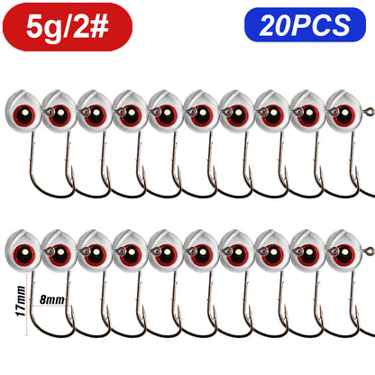 5-20Pcs Big Fish Eye Jig Head Hooks 2.5g 3.5g 5g Shank Barbed Root Ned Rig Fishing Soft Lure Kit Tackle Pesca Gear Fishhook - Duke's Fishing Supply