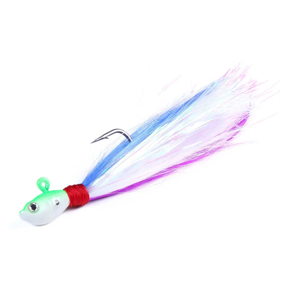 Bucktail Jigs Head Hook 3D Eyes Bait 7g 14g 28g 56g Deer Hair Feather Hook Beard Jigging Lure Fishing - Duke's Fishing Supply