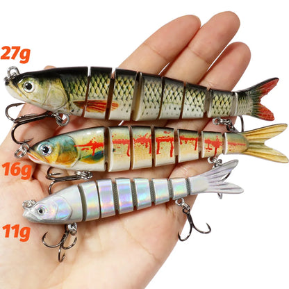 GOBAIT Swimbait 11g 16g 27g Multi Joint Lure Slow Sinking Bionic Swimming Pesca Bass Treble Hook Carp Fishing Tackle Hard Bait - Duke's Fishing Supply