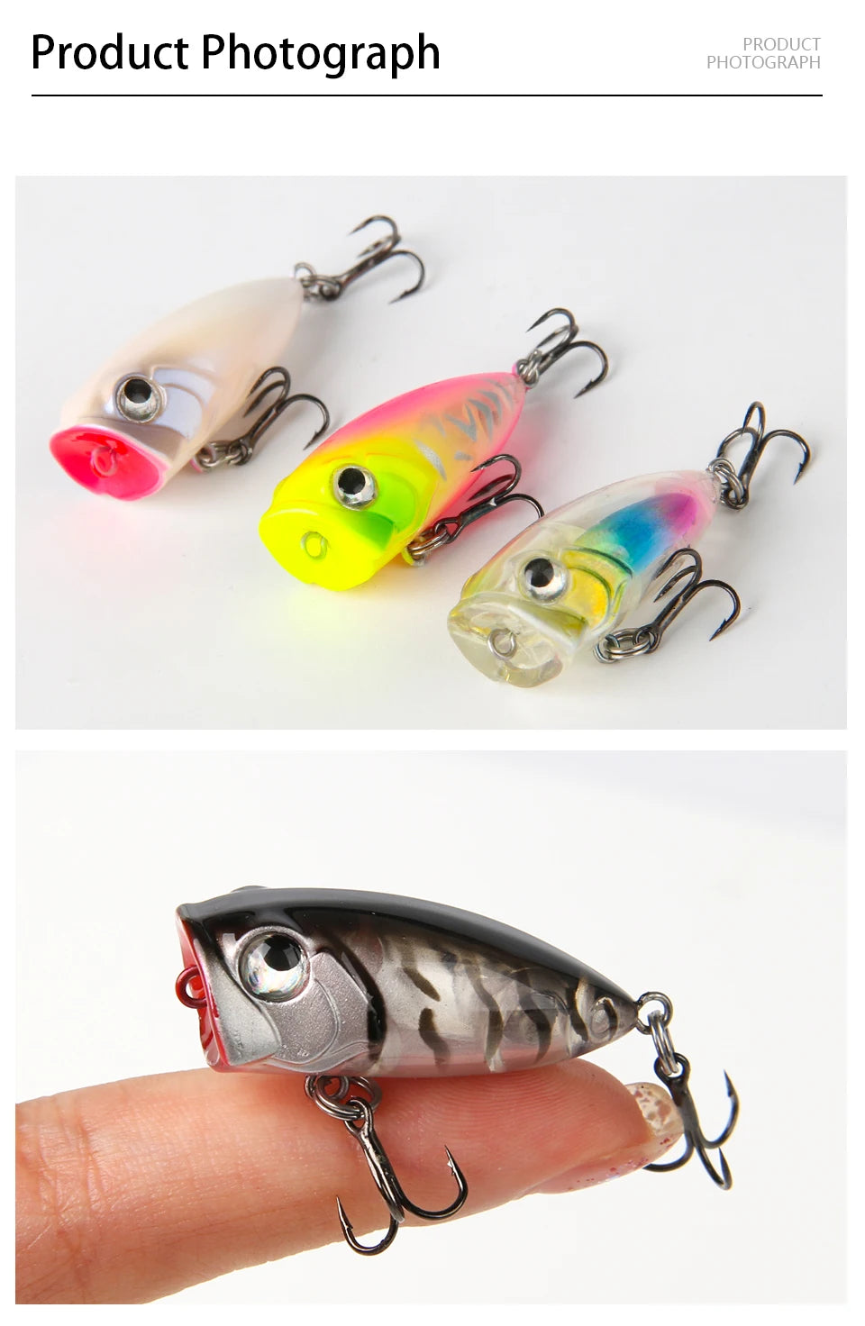 LETOYO 35mm 3.7g Micro Popper Fishing Lure Topwater Mini Artificial Hard Baits Wobblers For Stream Trout Bass Fishing Lures - Duke's Fishing Supply
