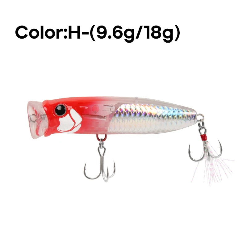 LETOYO 9.6g/18g Floating Popper Lure Topwater Hard Baits With Steel Balls Artificial Popper Fishing Lure For Bass - Duke's Fishing Supply