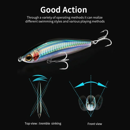Sinking Pencil Lure 12.5g 24g Fishing Weight System Jerkbait Popper Hook Swimbait Pesca Tackle Cast Deep Minnow Silicone Bait - Duke's Fishing Supply