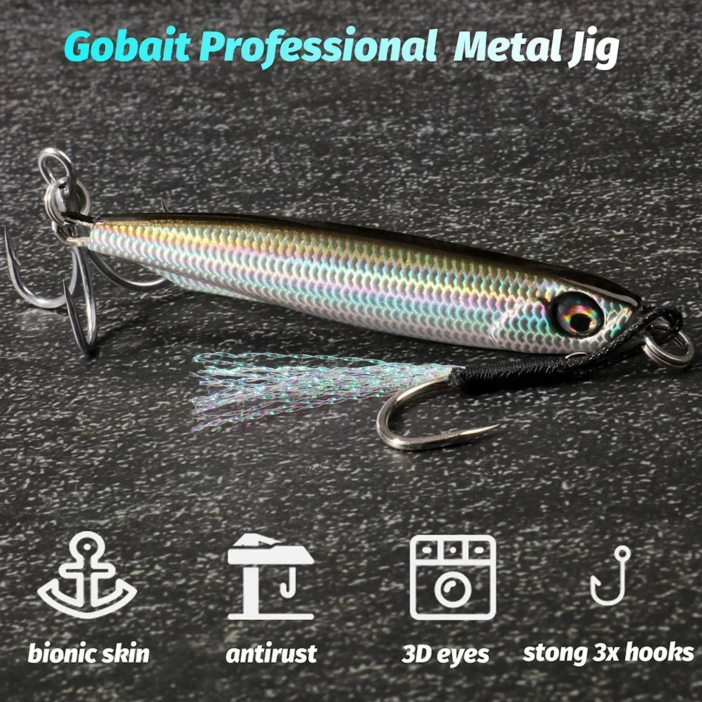 GOBAIT Metal Jig Lure 10g 20 30g 40g Spinner Spoon 3D Eye Color Spinning Fishing Tackle Popper Gear Hook Swimbait Pesca Bait - Duke's Fishing Supply